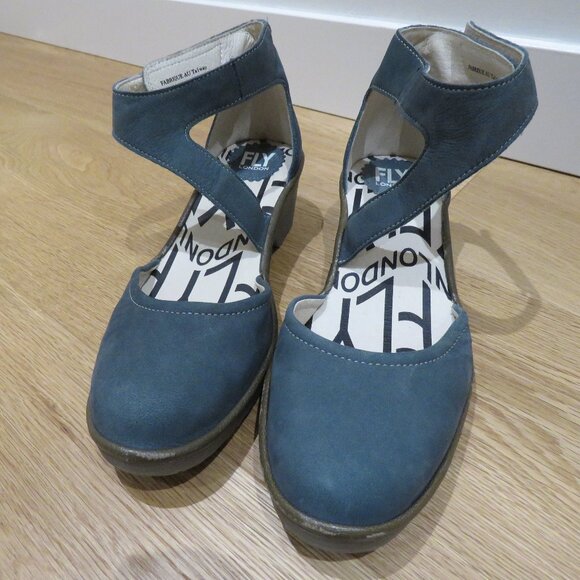 FLY LONDON Piat Wedge Suede Sandals in Forest Green Grunge Edgy Boho 7.5 - 8 - Picture 6 of 14